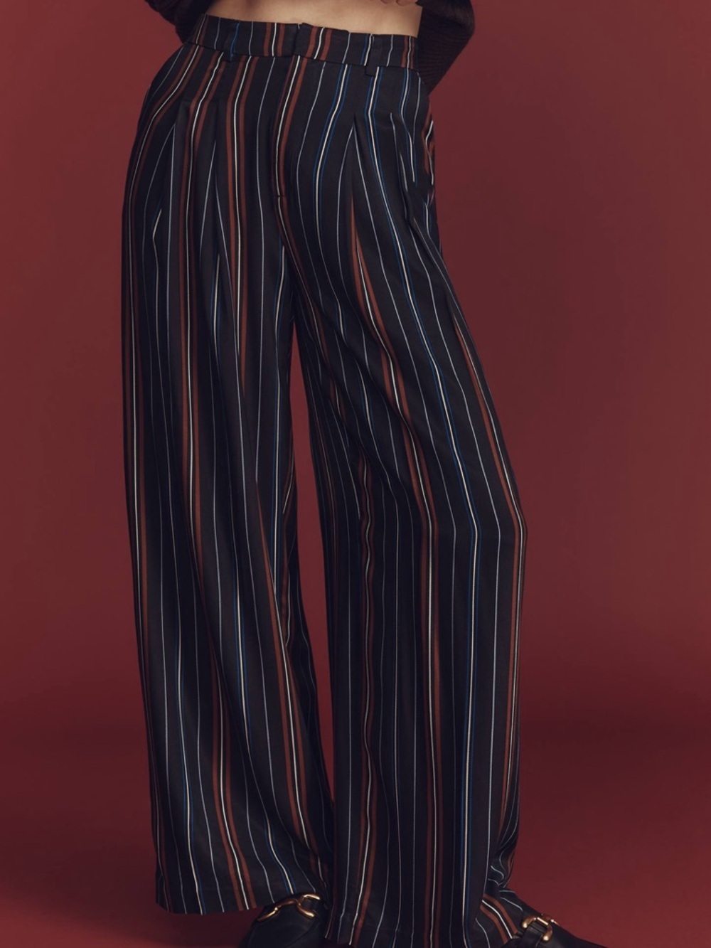 NWT Anthropologie The Avery Striped Silky Pleated Trousers by Maeve Sz XLP - Picture 4 of 11